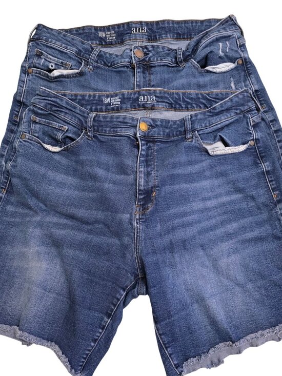 a.n.a Pants - Set of 2 ANA Womens High-Rise Denim Shorts 18W and 20W Frayed  Stretch 8" Inseam